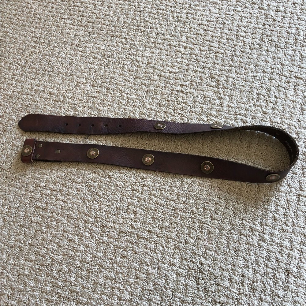 Nocona Belt Co Leather Belt with 12 Gauge Shotgun Shell Detail